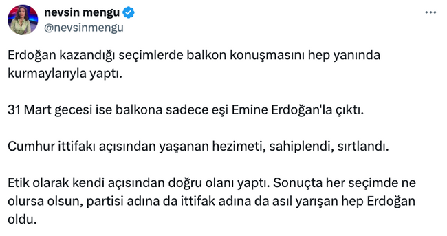 Nevşin Mengü'nün 'Erdoğan' yorumu olay oldu! 'Her seçimde ne olursa olsun…' - Resim : 1