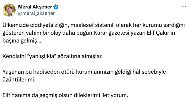 Meral Akşener’den o ‘gözaltıya’ tepki! ‘Ciddiyetsizlik her kurumu sarmış…’ - Resim : 2