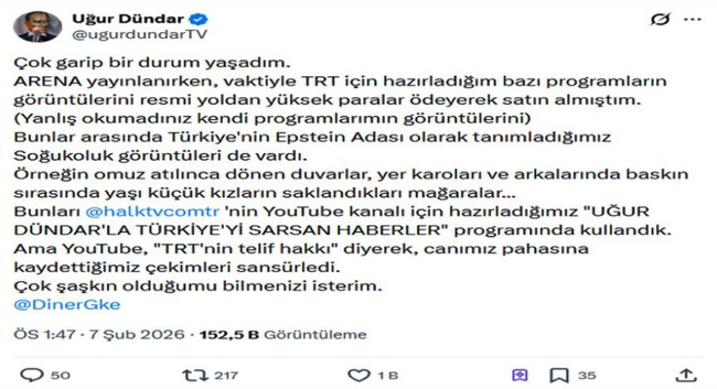 Uğur D&uuml;ndar&rsquo;dan YouTube isyanı:  &Ccedil;ekimlerimiz sans&uuml;rlendi - Resim : 1