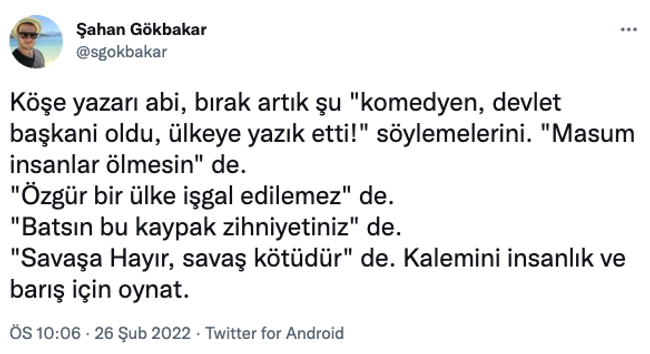 Şahan Gökbakar'dan Yılmaz Özdil'in Zelenski yazısına sert tepki! - Resim : 2