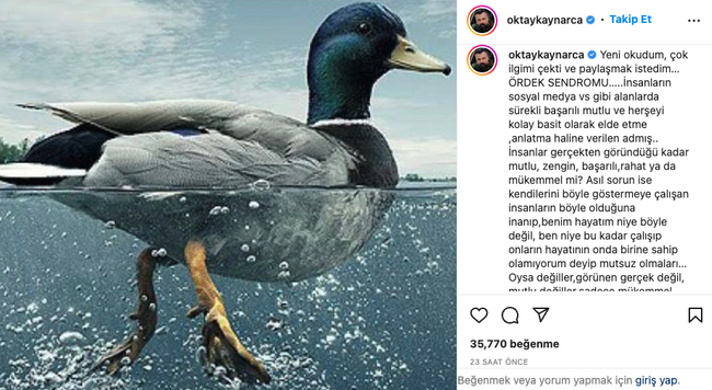 Oktay Kaynarca’dan gündem olan paylaşım! ‘Ördek sendromu’ ile dikkat çekti… - Resim : 1