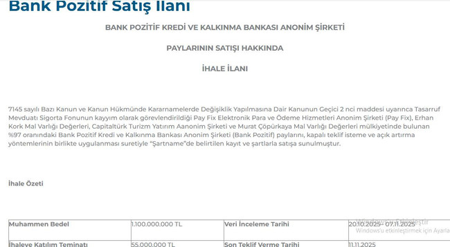 Bank Pozitif 1,1 milyara satışa çıktı! İsraillilerden bahis parasıyla alındı… - Resim : 2