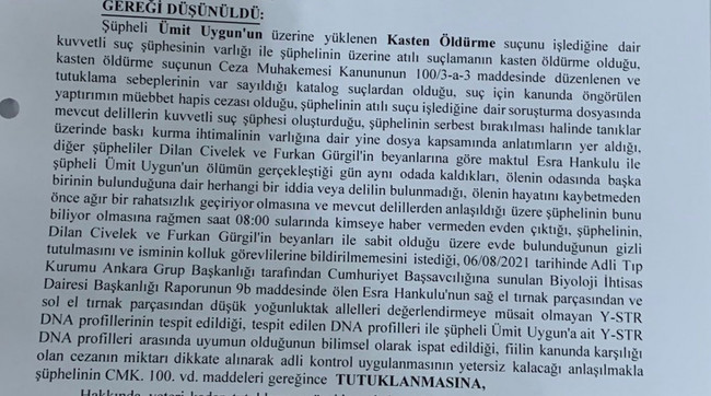 Ümitcan Uygun’un tutuklanma kararı ortaya çıktı! Esra Hankulu’nun tırnaklarında… - Resim : 1