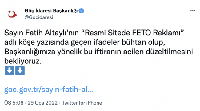 Göç İdaresi Başkanlığı'ndan Fatih Altaylı'nın 'Resmi sitede FETÖ reklamı' iddiasına yanıt - Resim : 2