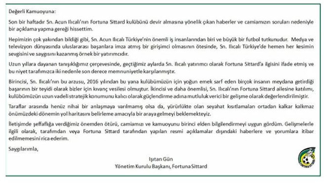 Resmi açıklama yapıldı! "Acun Ilıcalı'yla kulüp satışı için görüştük" - Resim : 1