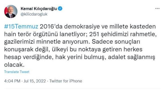 Kılıçdaroğlu'ndan 15 Temmuz paylaşımı! Şehitleri yad edip peşinden manidar ifadeler kullandı - Resim : 1