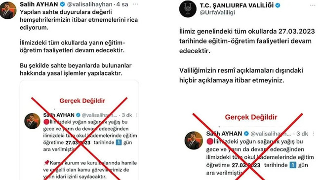 Vali adına sahte hesap açıp okulları tatil ettiler! - Resim : 1