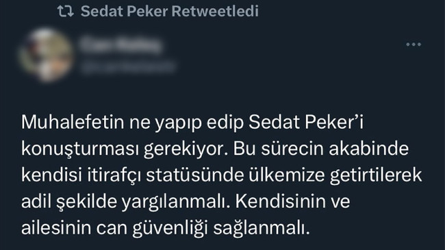 Sedat Peker’den muhalefete Twitter’dan mesaj! Retweet yapıp geri çekti… - Resim : 1