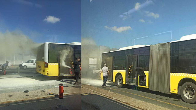 Haliç'te metrobüste korkunç yangın! Yolcular tahliye edildi - Resim : 1