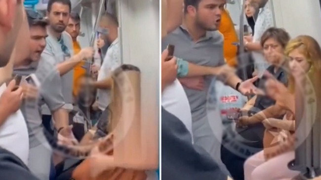 Marmaray'da infial yaratan görüntüler! Zorla başörtüsünü çıkarmaya çalıştı - Resim : 1