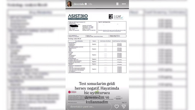 Testi pozitif çıkan Deren Talu yeni test yaptırdı! İşte çıkan sonuç... - Resim : 2