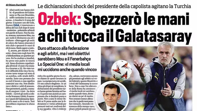 İtalya'da gündem Galatasaray Başkanı Dursun Özbek! O sözleri manşet oldu... - Resim : 1