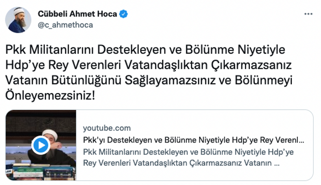 Cübbeli Ahmet HDP seçmenlerine beddua etti! ‘Oy verenleri vatandaşlıktan çıkarın…’ - Resim : 1