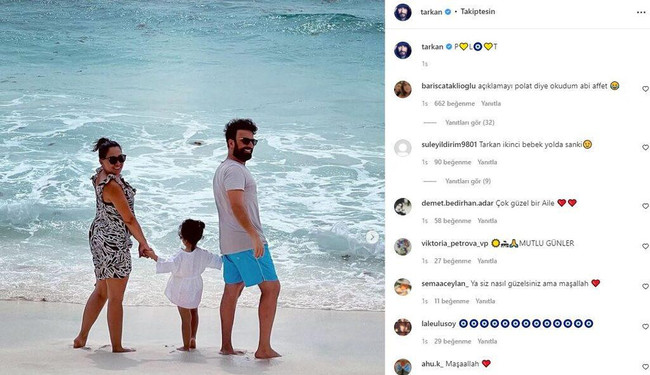 Tarkan eşi ve kızıyla tatil pozunu paylaştı! Notu yanlış anlaşıldı - Resim : 1