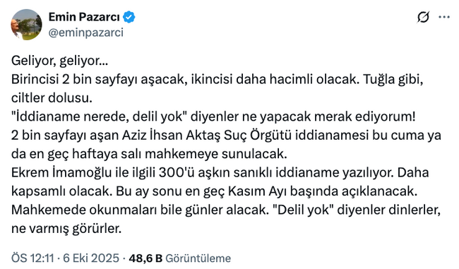 İBB iddianamesi ile ilgili ‘tarih’ ortaya çıktı! ‘Tuğla gibi, ciltler dolusu…’ - Resim : 1