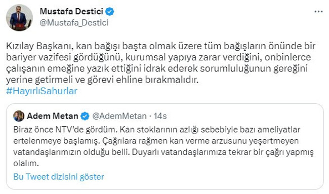 Kızılay'da kan krizi sürüyor! Cumhur İttifakı ortağından Kınık'a sert çağrı - Resim : 1