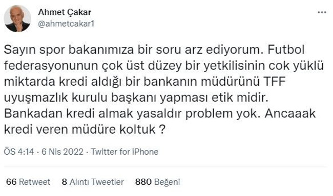 Ahmet Çakar’dan bomba TFF iddiası! Spor Bakanı'na seslendi - Resim : 1