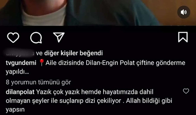 Aile dizisinde Dilan ve Engin Polat'a gönderme! Sosyal medyadan cevap verdi! - Resim : 1