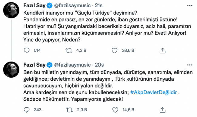 Fazıl Say’dan iktidara ‘yapamıyorsa gidecek’ tepkisi! ‘AKP devlet değil, sadece hükümet…’ - Resim : 1