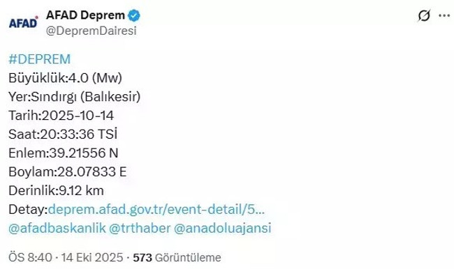 Balıkesir beşik gibi sallanmaya devam ediyor! Bir korkutan deprem daha... - Resim : 1