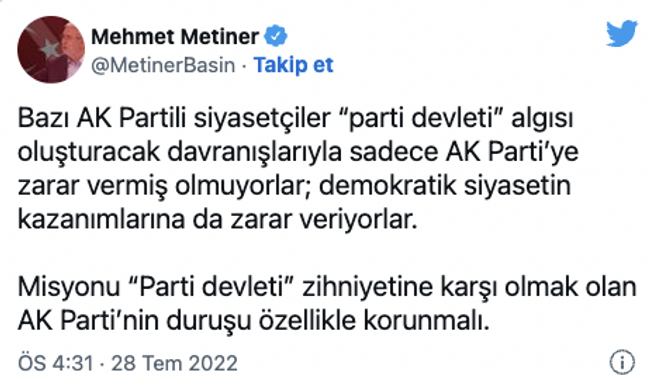 Mehmet Metiner'den AK Partili bazı siyasetçilere tepki: "Partiye zarar veriyorlar" - Resim : 1