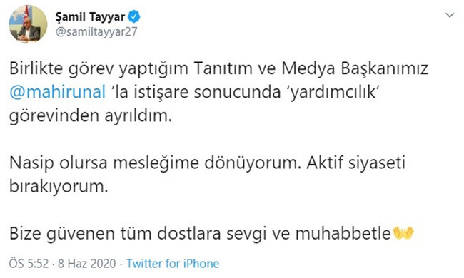 AK Parti'de Şamil Tayyar depremi! Görevinden ayrıldı! - Resim : 1