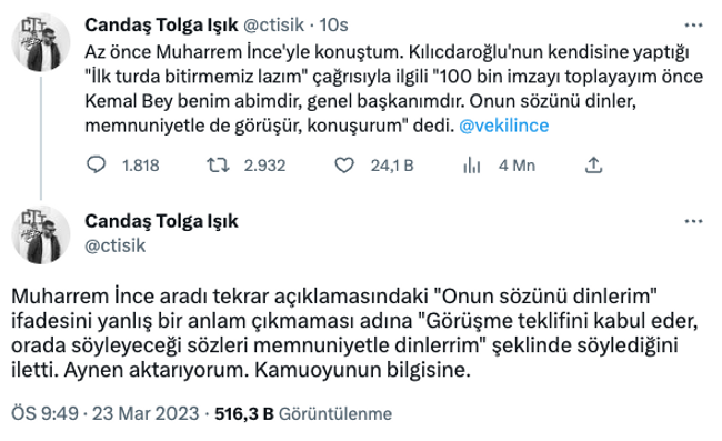 İnce'den Kılıçdaroğlu'nun çağrısına 'olumlu' yanıt! Canlı yayında detayları paylaştı… - Resim : 1