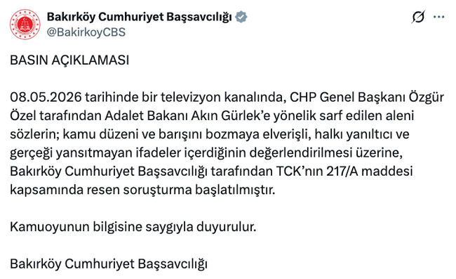 CHP lideri Özgür Özel’e Akın Gürlek soruşturması! ‘İhbar ediyorum’ diyerek açıklamıştı… - Resim : 2