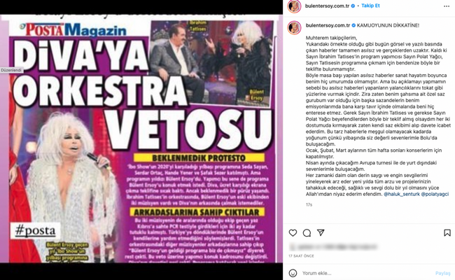 İbo Show’la ilgili rest iddiası Bülent Ersoy’u çileden çıkardı! Adeta ateş püskürdü… - Resim : 1