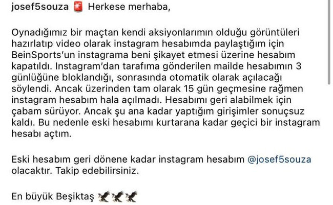 beIN Sports ile Beşiktaş'ın yıldızı Josef de Souza arasında video krizi - Resim : 1