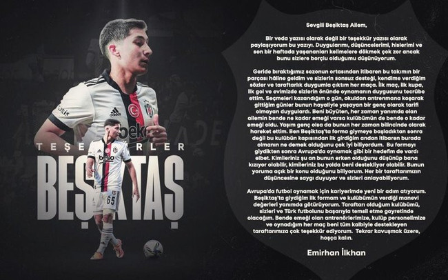 Torino'ya transfer olan Emirhan İlkhan'dan Beşiktaş'a veda - Resim : 1