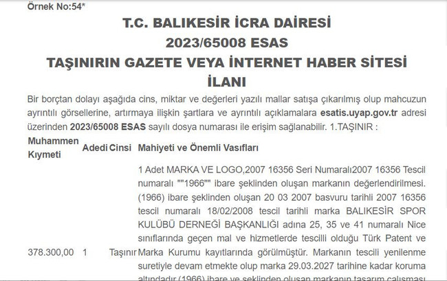 58 yıllık efsane zor durumda! Balıkesirspor’un marka ve logosu satılıyor! - Resim : 3