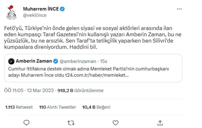 Muharrem İnce'den Amberin Zaman'a sert çıkış! "Sen Taraf'ta tetikçilik yaparken..." - Resim : 2