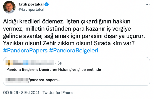 Fatih Portakal’dan Pandora Belgeleri içinde ismi geçen Demirören’e sert tepki! ‘Yazıklar olsun...’ - Resim : 1