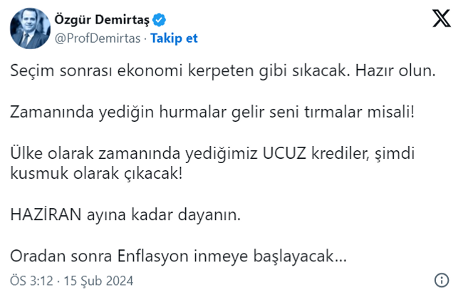 Özgür Demirtaş'tan ekonomiyle ilgili çarpıcı uyarı! "Kusmuk olarak çıkacak" - Resim : 1