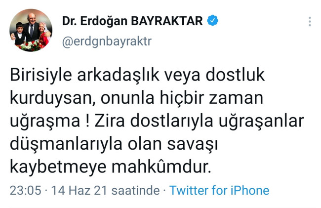 Çevre ve Şehircilik eski Bakanı Erdoğan Bayraktar’dan olay gönderme! ‘Dostlarıyla uğraşanlar…’ - Resim : 1