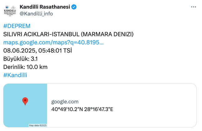 Kandilli duyurdu: Marmara Denizi'nde deprem! - Resim : 1