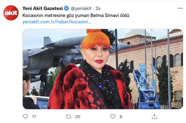 Yeni Akit'ten hayatını kaybeden Belma Simavi için skandal başlık! Sosyal medyada tepki yağdı - Resim : 2