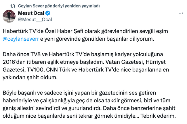 Habertürk’te üst düzey görevlendirme! Eşi, duygusal mesajla duyurdu… - Resim : 1