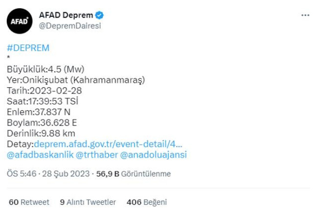 Kahramanmaraş'ta 10 dakika arayla iki deprem! - Resim : 1
