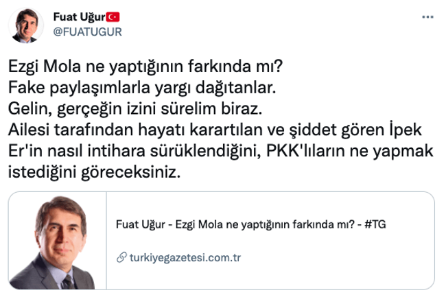 Fuat Uğur’dan Ezgi Mola’ya sert sözler! ‘Ne yaptığının farkında mı?’