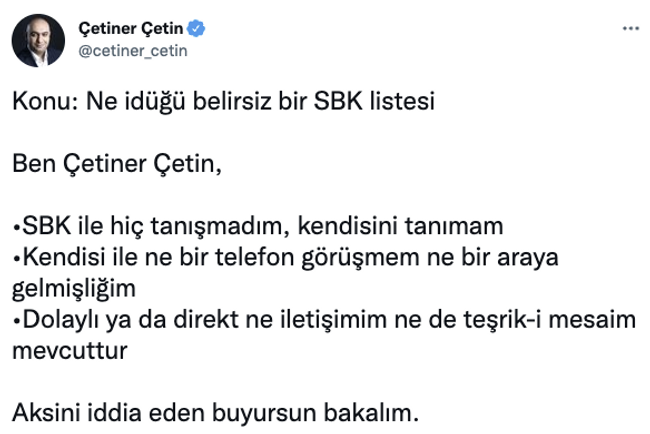 SBK listesinde adı geçen Çetiner Çetin'den açıklama! "Kendisi ile..." - Resim : 1