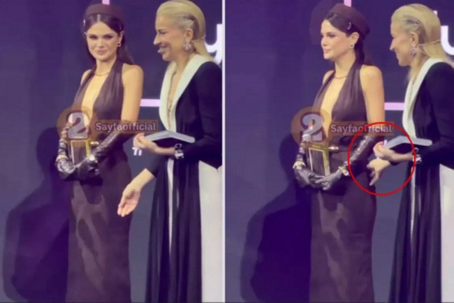 Burcu Esmersoy&rsquo;dan Sinem &Uuml;nsal'a &ccedil;ok konuşulan hareket! &Ouml;d&uuml;l gecesine damga vuran an! - Resim : 1