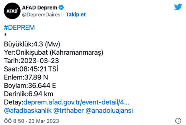 Kahramanmaraş'ta deprem! Çevre illerde de hissedildi… - Resim : 1