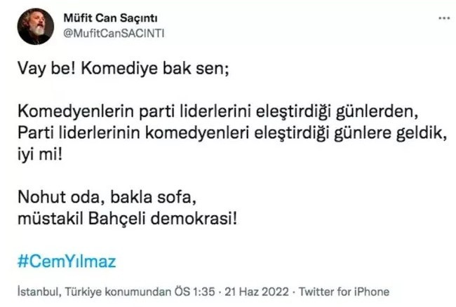 Bahçeli'nin 'Haddini aşmıştır' dediği Cem Yılmaz'a ünlülerden destek yağdı! - Resim : 7