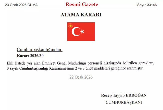 Resmi Gazete'de yayımlandı: Yalova dahil 3 ilin emniyet müdürü değişti - Resim : 1