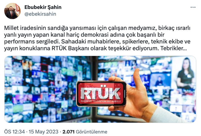 RTÜK’ten 14 Mayıs’a dair medya açıklaması! ‘Birkaç yanlı yayın yapan kanal hariç…’ - Resim : 1