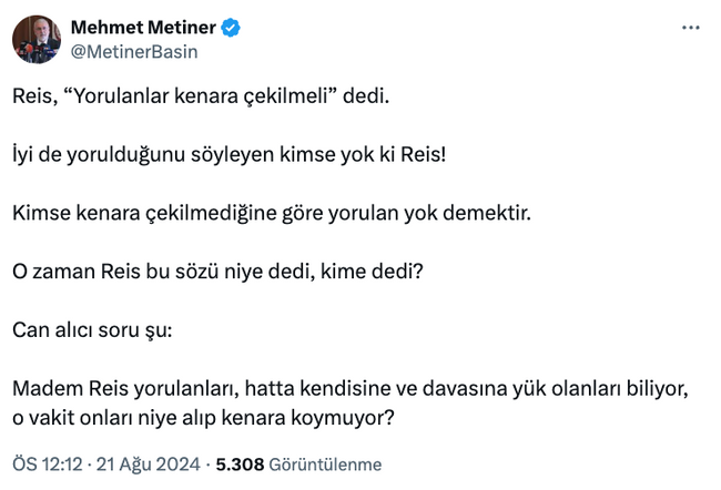 Mehmet Metiner, Erdoğan'a açık açık sordu! 'Madem onları biliyor…' - Resim : 1