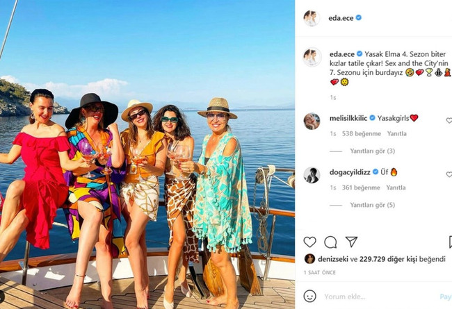 Yasak Elma'nın yıldızları birlikte tatile çıktı! Tekne pozunu paylaştı - Resim : 1