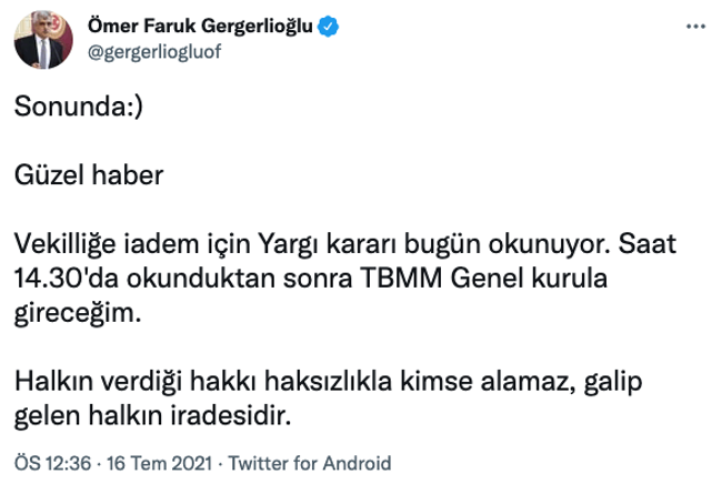 Ömer Faruk Gergerlioğlu hakkında flaş gelişme! Bugün giriş yapacak… - Resim : 1